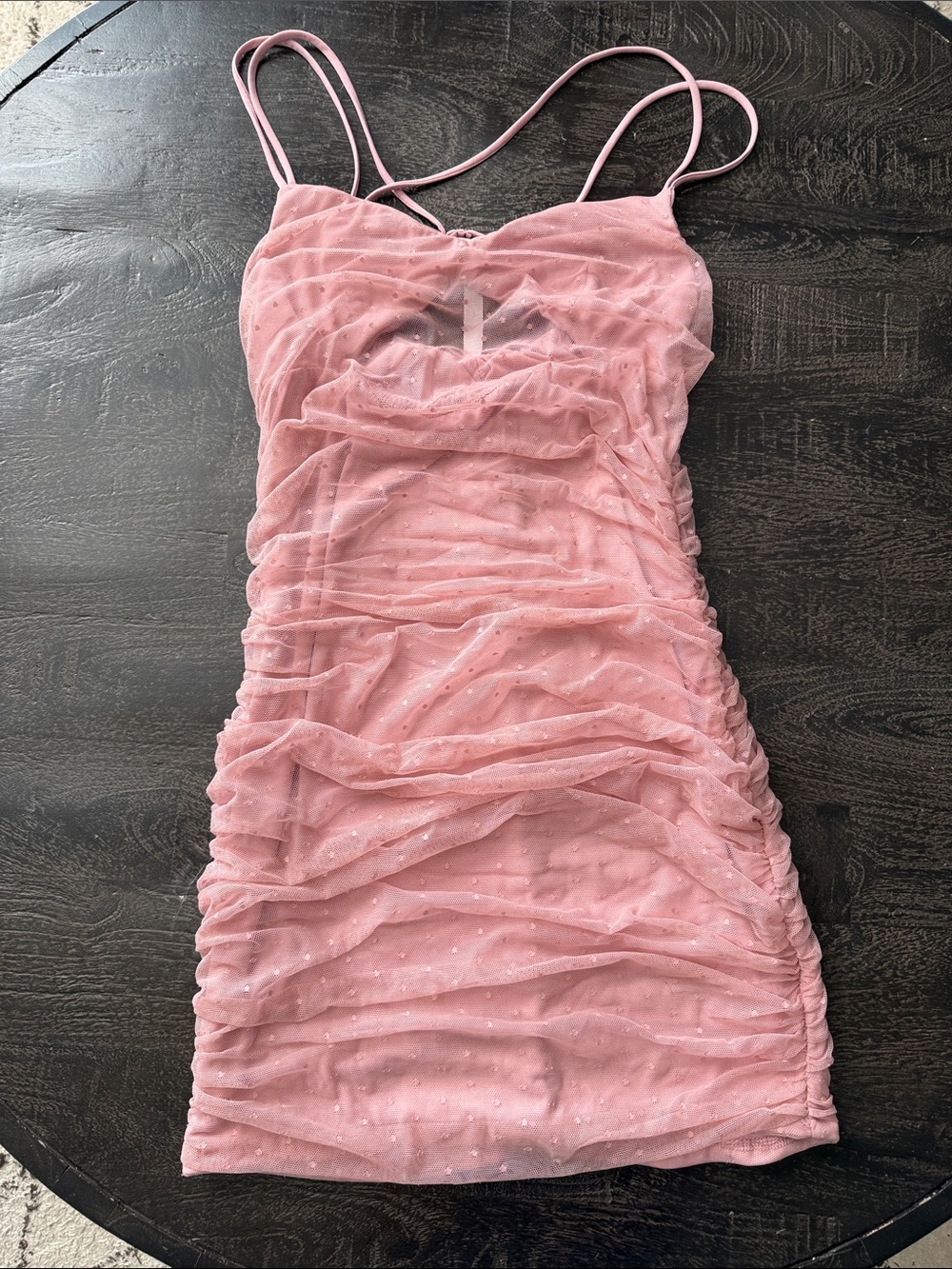 Lucy in the Sky Blush Pink Ruched Mini Dress with Sparkle